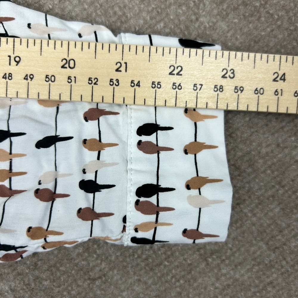 Jane + Delancey Shirt Womens XL White Rayon Parrot Print Round Hem Button Up - Picture 11 of 12